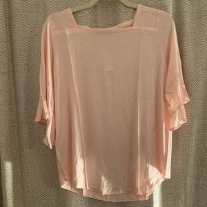 Peach square neck flutter top